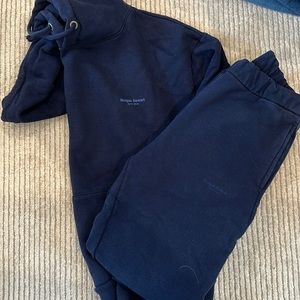 Morgan Stewart Sport navy sweat set L top, M pants